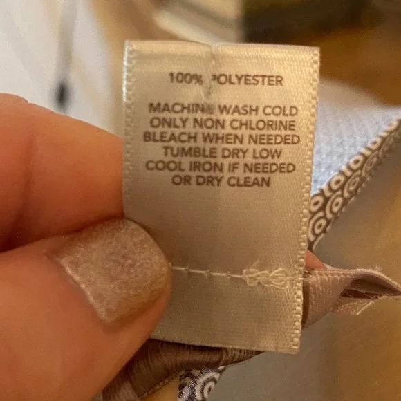 LOFT Gray Geometric Print‎ Babydoll Tunic Top Long Sleeve Keyhole Back Women's - Picture 11 of 11